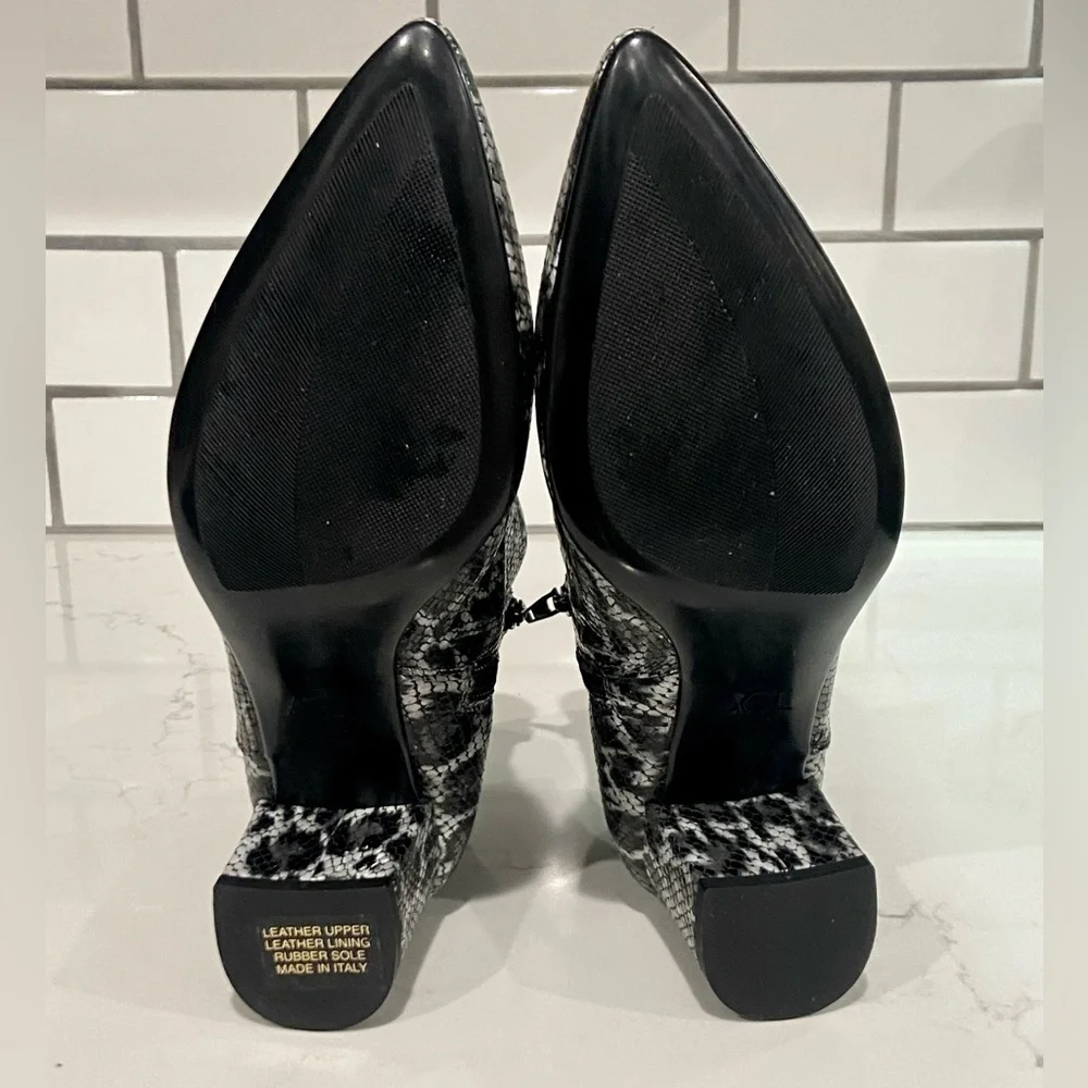 AGL Marette Snake Embossed Leopard Print Leather Ankle Boots Size 36